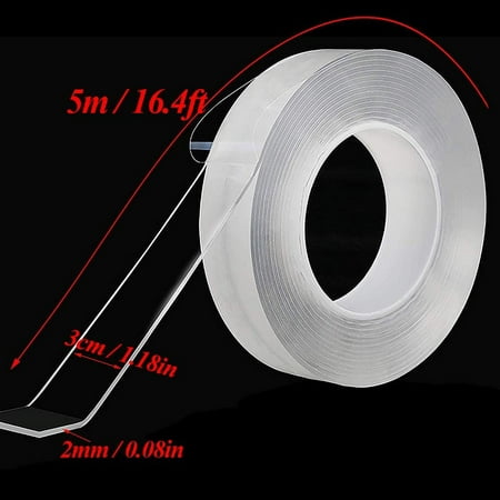 Multipurpose Nano Double Sided Tape, 16.5 FT Heavy Duty Transparent Gel Grip Adhesive Tape Anti-Slip Sticky Strips Reusable Tape Traceless...