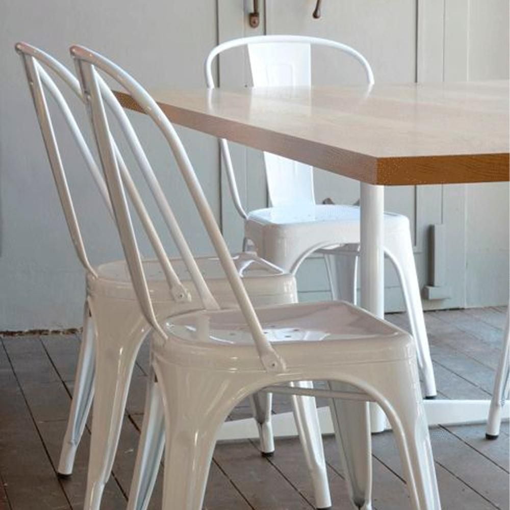 Heavenly Collection Chaises de Salle à Manger en Métal Blanc