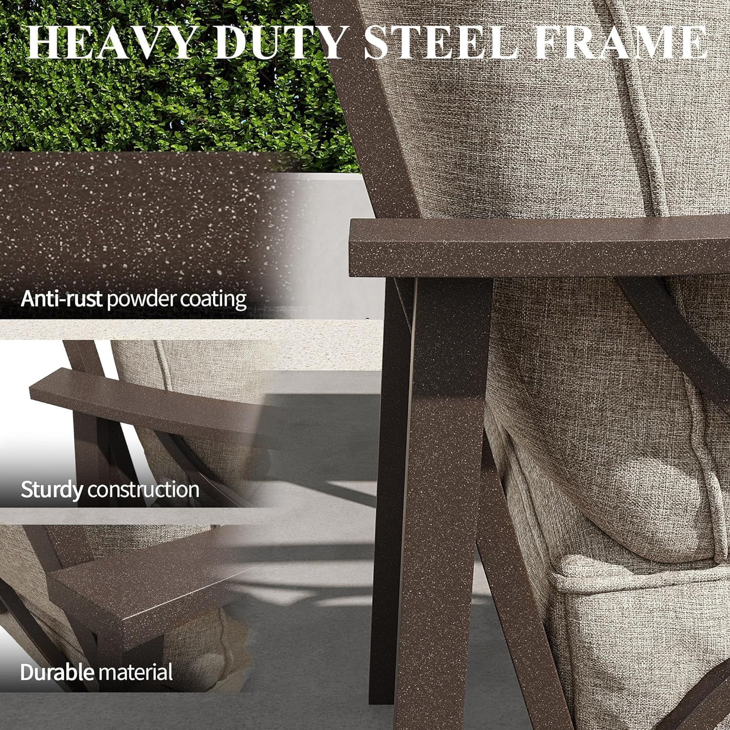 SUNVIVI Outdoor Patio Furniture Set, Patio Conversation Set with Coffee Table Side Table and Ottomans, Metal Furniture Set for Porch Backyard Garden