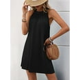 thumbnail image 6 of Summer New Solid Color Round Neck Halter Neck Loose Sleeveless Dress Black XL, 6 of 7