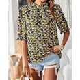 thumbnail image 7 of FreshPretty Women's Summer Boho Shirt Top Ruffle Short Sleeve Frill Trim Mock Neck Floral Solid Casual Blouses Shirts Tops, 7 of 7