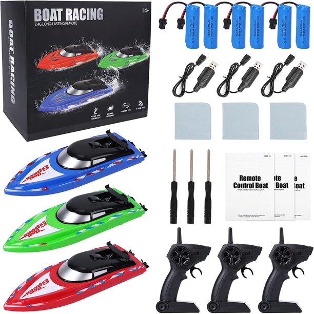 3 Pack RC Boats, Remote Control Boats for Pools and Lakes, High Speed