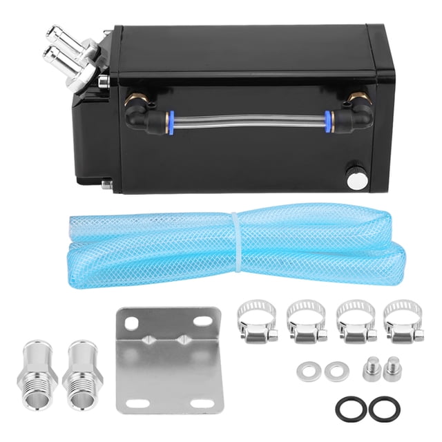 Kit de lata de tanque de ventilación de depósito de captura de aceite de motor de aluminio Billet de estilo cuadrado, color negro Jadeshay A