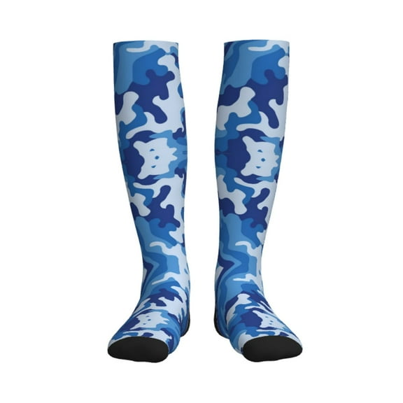 Blue Camouflage Compression Socks for Women Men Circulation Graduated Supports Socks for Running Athletic Sports