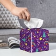 thumbnail image 6 of Lsque Retro 80s Style Printed Tissue Box Cover Holder, Facial Paper Organizer Dispenser,Square with Bottom Belt, PVC Leather Decorative Organizer, 6 of 8