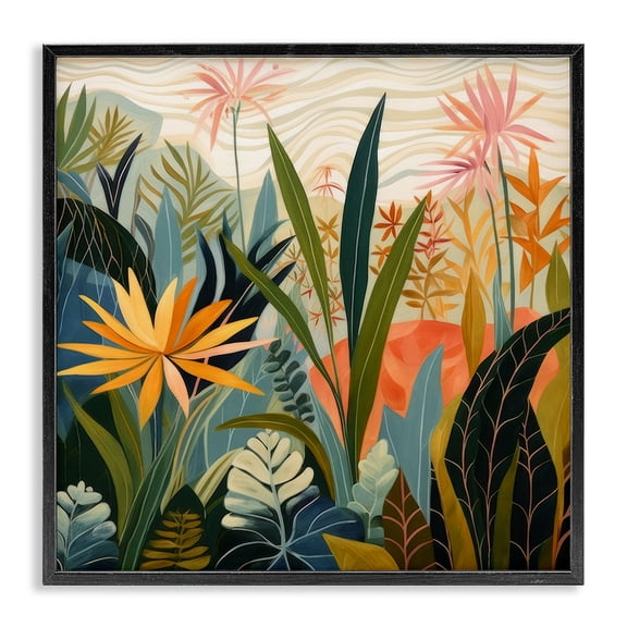 Stupell Industries Eclectic Tropical Botanical Embrace Black Framed Giclee Art, 12 x 12, by Lazar Studio