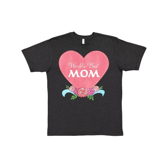 Inktastic World's Best Mom in Pink Heart with Flowers T-Shirt