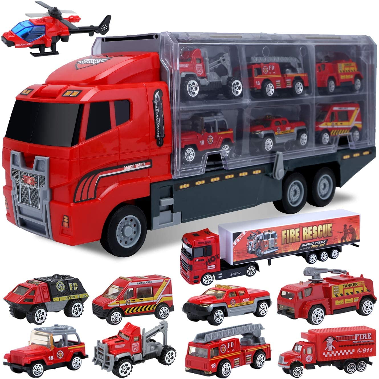 Toy Time Wooden Car PlaySet-6-Piece Mini Toy Vehicle Set with Cars, Police  and Fire Trucks, Train-Pretend Play Fun for Preschool Boys and Girls in the  Kids Play Toys department at