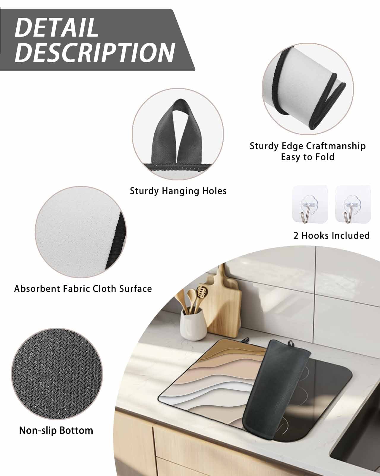 Stove Top Covers for Electric Stove, Beige Ombre Glass Stovetop Cover Protector, Modern Geometric Abstract Aesthetic Cream Induction Cooktop Protector Oven Mat for Kitchen Countertop 24"x21"
