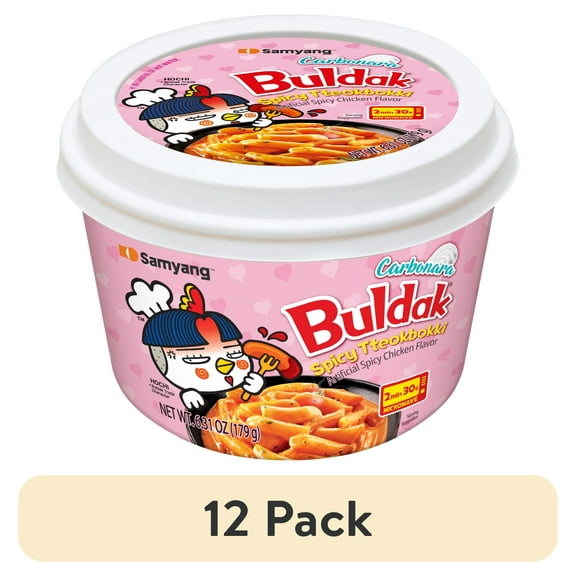 (12 pack) Samyang Topokki Carbo Hot Chicken Bowl - Buldak Tteokbokki (179g)