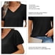thumbnail image 5 of Tops con cuello en V Color puro Suave para la piel Tops con mangas abullonadas Camisetas de manga corta para ir de compras todos los días Negro S, 5 of 6