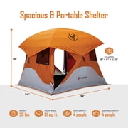 Gazelle T4 4-Person Pop Up Camping Tent with Removable Floor & Rain Fly, Orange