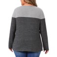 thumbnail image 3 of Blusa de mujer de talla grande Agnes Orinda, de punto, con cuello redondo, de manga larga, casual, suelta, en bloque de colores, 2X gris oscuro, 3 of 6