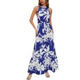 thumbnail image 1 of Gibobby Vestido largo casual de verano para mujer Vestido casual largo con cuello halter estampado de moda de verano para mujer(Azul,CH), 1 of 5