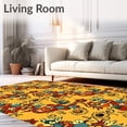 thumbnail image 2 of ODIKA 6'x9' Machine Washable Non-Slip Area Rug, Harvest Wreath Patchwork with Playful Goblins and Sunflower Accents High Traffic Rug with Pad, Yellow, 603595, 2 of 8