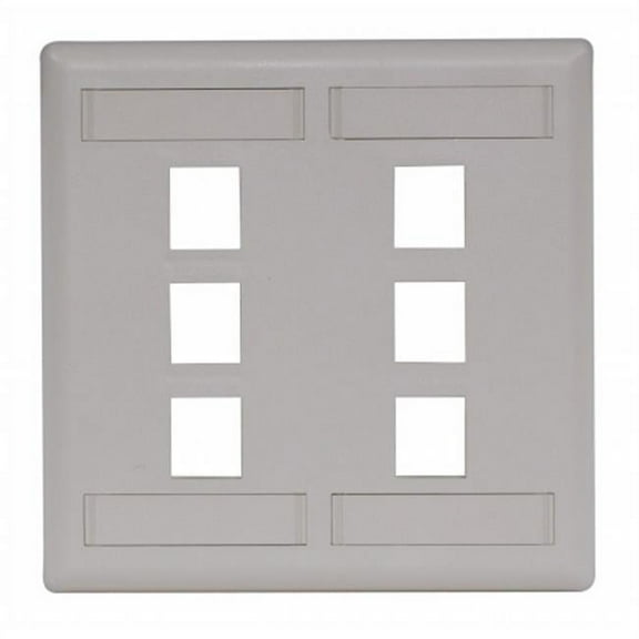 Hubbell IFP26OW 6 Port Double Gang Rear Loading Face Plate, Office White