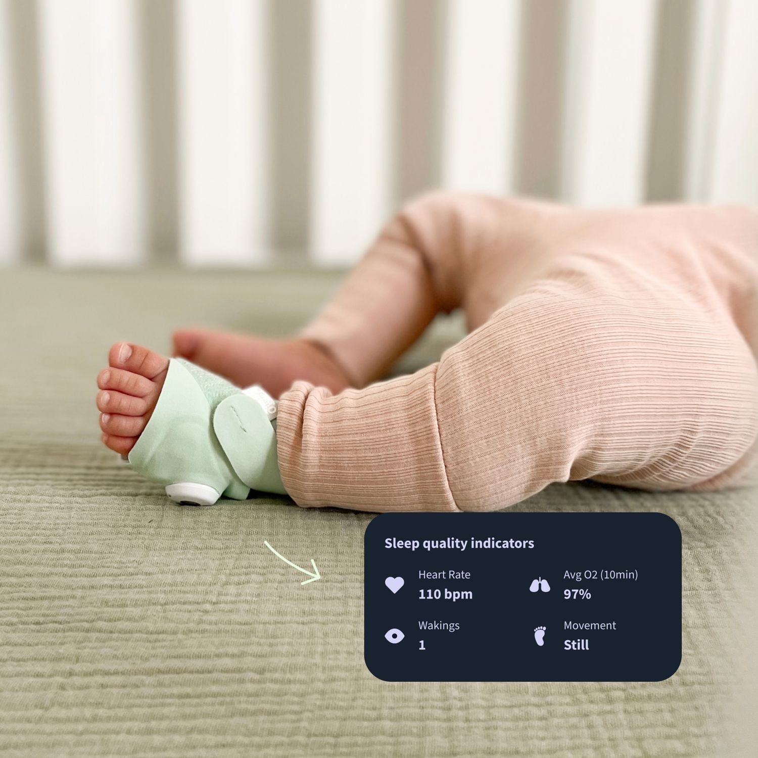 Owlet Dream Sock - Smart Baby Monitor with Sleep Quality Indicators Including Movement, Heart Rate and Average Oxygen Levels