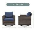 thumbnail image 6 of Opohoro Set of 2 Outdoor Swivel Rocker Patio Chairs, Square Armrest Wicker Swivel Chairs with Cushions for Porch, Deck, Poolside & Yard, Gray Wicker Blue Cushions, 6 of 7