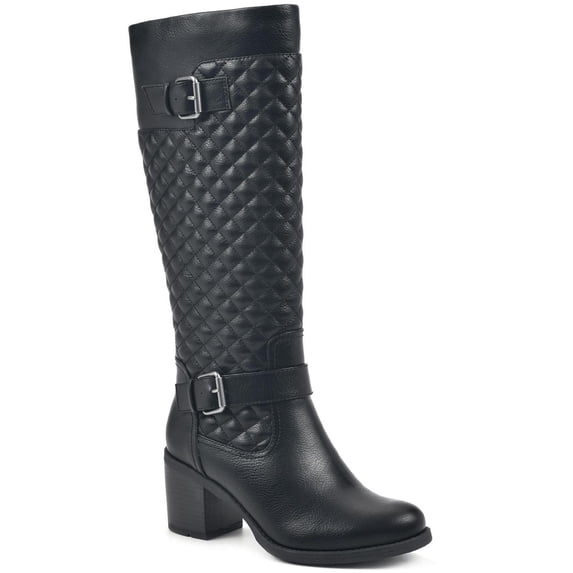 White Mountain Womens Damask Faux Leather Quilted Knee-High Boots