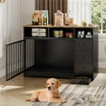 thumbnail image 3 of Garvee 48" Large Dog Crate Furniture, Farmhouse Dog Kennel with Built-in Dog Bowl, 3 Drawers & Open Shelves, Heavy-Duty Wooden Dog Crate Table for Medium & Small Dogs, Indoor Pet Furniture, Black, 3 of 8