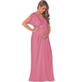 thumbnail image 2 of KOH KOH Long Maternity Pregnancy Short Sleeve V-Neck Full Floor Length Flowy Baby Shower Bridesmaid Evening Summer Tall Maxi Dress Gown For Women Rose Pink Small US 4-6 NT278, 2 of 5