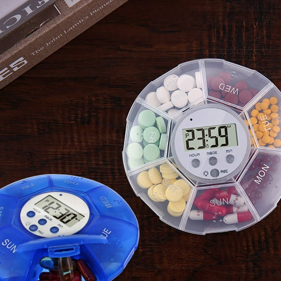 Storage box,With Alarm Box Medicine Pill Dispenser Box Alarm Clock Alarm Pill Box - Reminder Convenient Medicine Pill Pill - Medicines Reminder Clock Medicine - Includes Pill Box Alarm Box Box