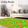 thumbnail image 2 of ODIKA 6'x9' Machine Washable Non-Slip Area Rug, Abstract Kaleidoscope Print with Swirling Waves High Traffic Rug, Red, 589298, 2 of 7
