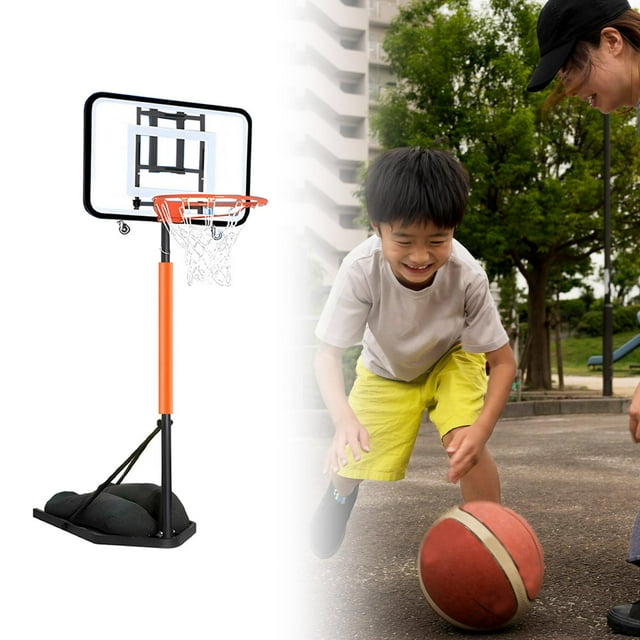 DYNWAVECA Foldable Basketball Hoop Folding Sports Equipment for Beach Backyard Outside Clear