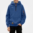 thumbnail image 2 of Piuwrlz Boys Hood Sweatshirts Pullover with Pockets Zipper Warm Casual Hoodies Navy Size 12 Years, 2 of 10