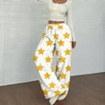 thumbnail image 5 of Flannel Pajama Pants Women Baggy Wide Leg Fleece Pj Bottoms Loose Fit Star Print Pajama Pants 2025 Fashion Comfy Elastic Waist Sweatpants Orange M, 5 of 5