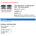 thumbnail image 2 of Rear Brake Pad Set - Compatible with 2003 - 2007 Nissan Murano 2004 2005 2006, 2 of 2