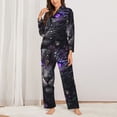 thumbnail image 2 of Xecao Purple-Eyed Floral Leopard Print Women Pajamas Set Soft Sleepwear Pjs long Sleeve Button Down Nightwear with Long Pants, 2 of 6