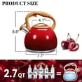 thumbnail image 4 of Uscover 3L Loud Whistling Stovetop Tea Kettle, Teapot Whistling Kettle with Wood Pattern Handle Loud Whistle, Food Grade Stainless Steel Tea Pot for Stovetops Water Kettle(Gradient Red), 4 of 10
