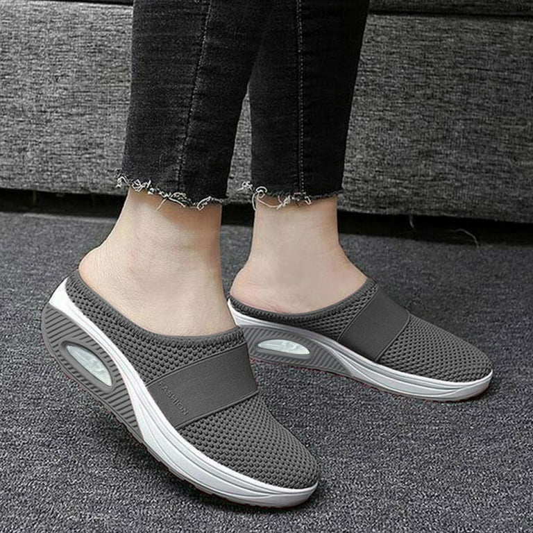 Most Comfortable & Supportive Slip-On Sneaker Men's Mesh Size 9.5 Black/Gray Atom Slip-On Light, Flat Feet & Plantar Fasciitis for Walking & Standing