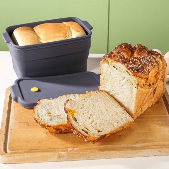ROSOZ Silicone Foldable Thickened Rectangular Toast Mold, Kitchen Cake & Bread Baking Pan, Food Storage Container