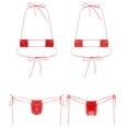 thumbnail image 1 of MSemis Women's Extreme Shiny Metallic Micro Bikini Set Mini Thong Swimwear Bathing Suit Type A Red One Size, 1 of 4