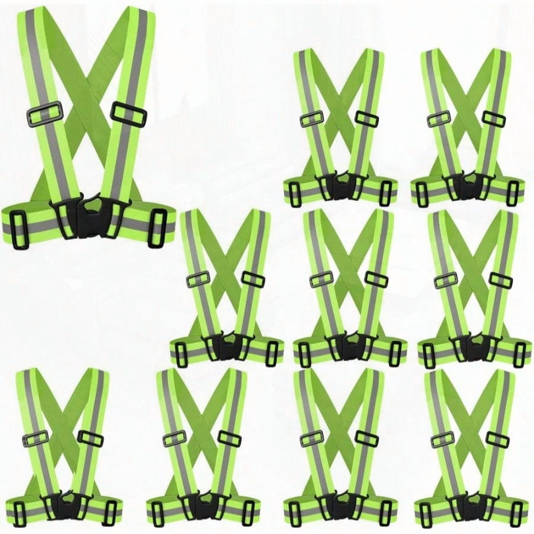 Zojo Reflective Vest Lightweight Adjustable Safety High Visibility For Running Fits Outdoor Cloth Pack Of 10 Neon Yellow