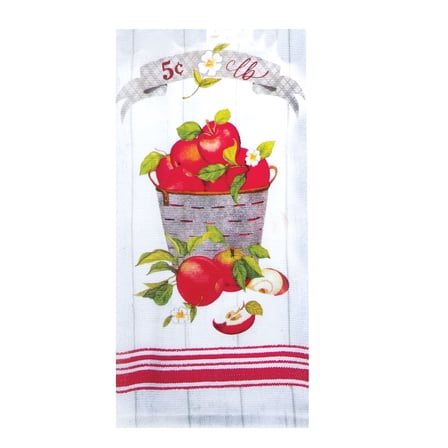Bushel of Red Orchard Apples Dual Purpose Farmhouse Terry Kitchen Dish Towel