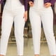 thumbnail image 4 of Pantalones de vestir Prolriy para mujer, tallas grandes, cintura alta, elásticos, para trabajo, informales, rectos, de negocios, con bolsillo, color blanco, talla M, 4 of 4