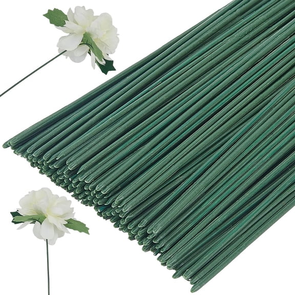 100Pcs 16 Gauge Green Metal Flower Stems Floral Stem Wire Bulk 25CM/9.84 Inch Iron Stalk Florist Wire for Flower Arrangements Bouquent