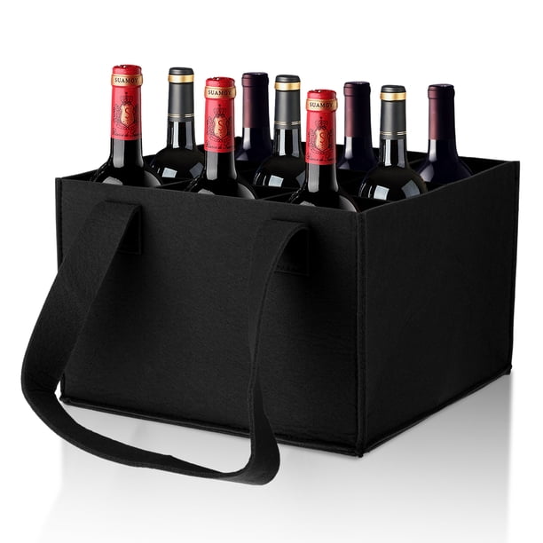 Cateissary Compartimentos extraíbles del bolso de la botella de vino a prueba de arañazos de tela y no destiñen para los amantes del champán Almacenamiento y organización del hogar Gris 4 ranuras