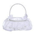thumbnail image 3 of Satin Flower Basket Fariy Wedding Basket with Handle White Flower Girl Basket for Bridal Engagement Wedding Supplies Ceremony A, 3 of 9