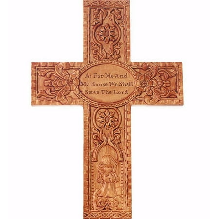 Precious Moments As For Me And My House We Will Serve The Lord Wood Look Wall Cross With Easel Stand Resin