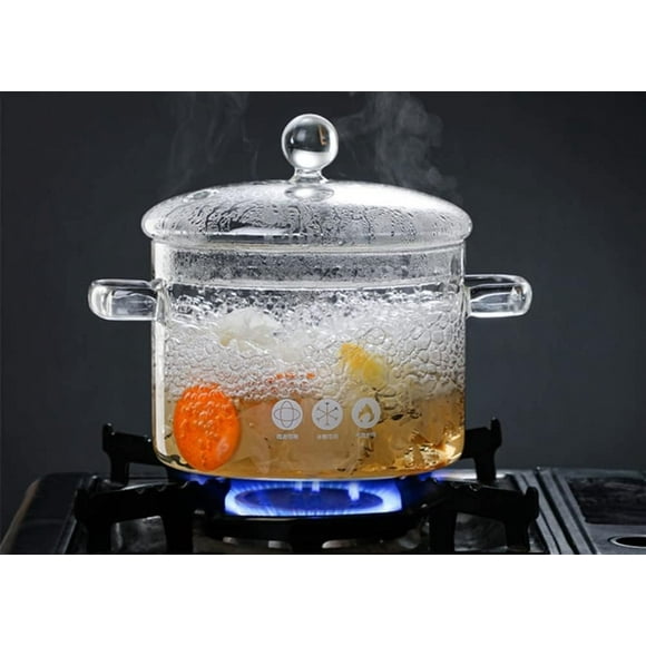 1.5L/50oz Glass Saucepan with Lid, Saucepan Glass Casserole, Glass Cooking Pot with Lid Saucepan Pasta Pot Cookware Stock Pot