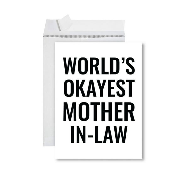 Koyal Wholesale Funny World's Okayest, Blank Greeting Card with Envelope, Humour, Banter, Mother-In-Law, Set of 1