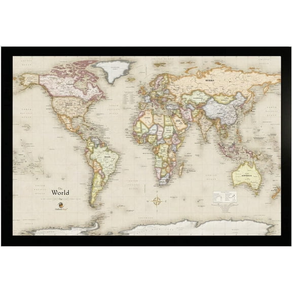 HM3322WLDM Magnetic World Map, 33 X 22