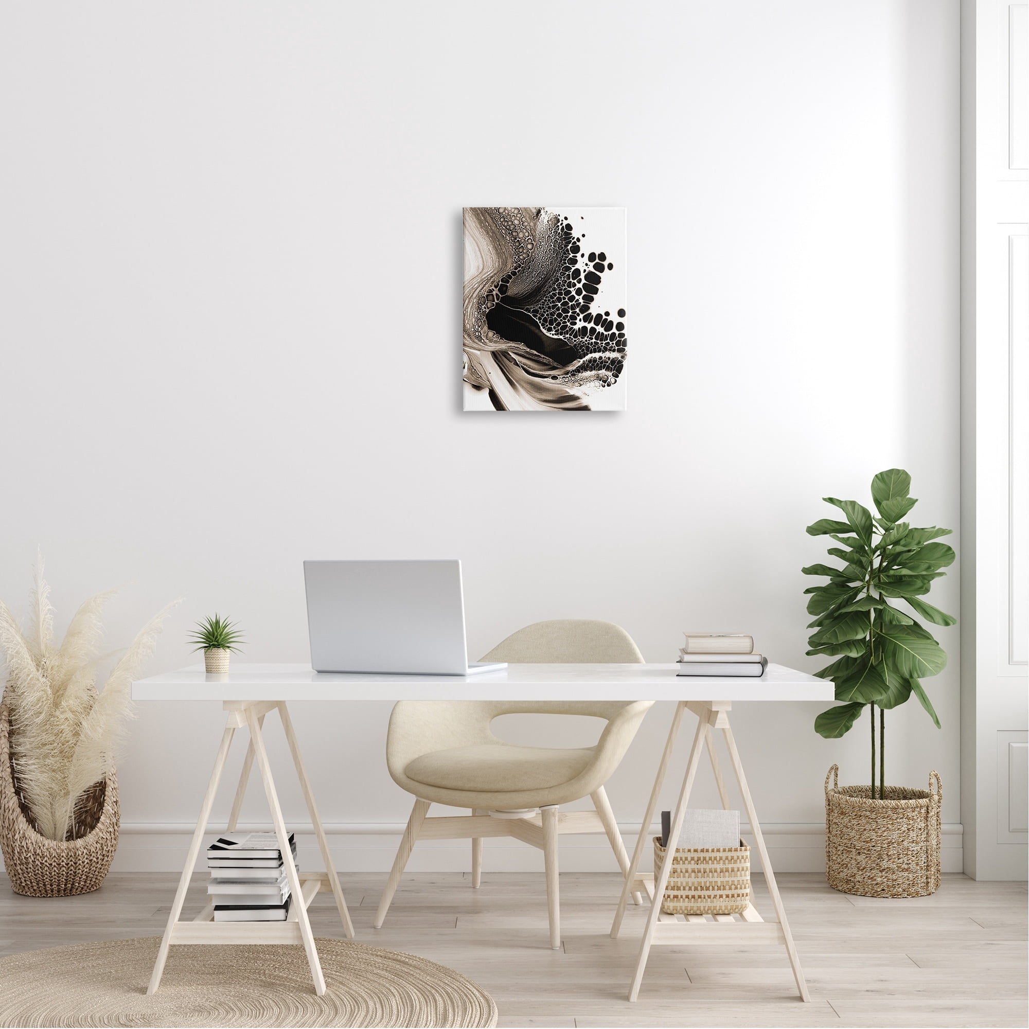 Stupell Industries Pebbled Abstract Flowing Shapes Monochromatic Pattern Canvas Wall Art, 36 x 48, Design by Ros Ruseva