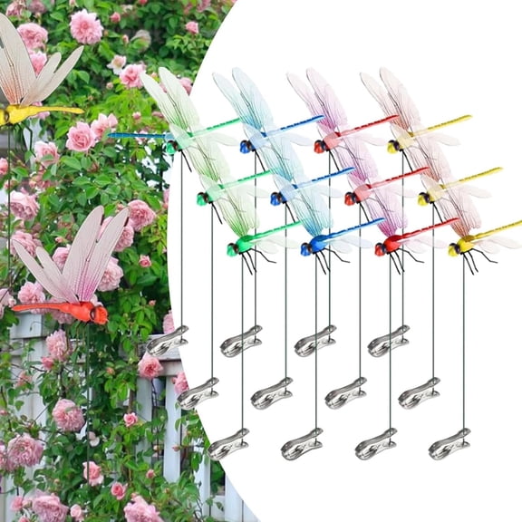 Dragon Fly Clips for Bugs Repellent, Dragonfly Clips to Keep Bugs Away, Outdoor Decorative Flying Insect Deterrent, Clip-On Yard Ornaments for Patio, Plants, Hats, Golf & Outdoor Use