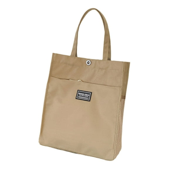 Btomtd Casual Canvas Tote Bag for Men and Women, Textbook Handbag and Large Capacity File Shopper, Spacious Shoulder Bag for Carrying Multiple Items, Khaki