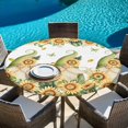 thumbnail image 6 of Sunflower Round Tablecloth, Fitted Table Cover with Elastic for 45"-54" Round Tables, Gnomes Butterfly Leaf Butterfly Pastoral Table Cloth Outdoor Indoor Dinning Party Waterproof Tablecloths, 6 of 7